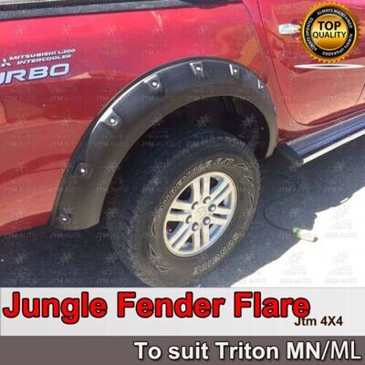 JTM AUTO - Suit Mitsubishi Triton MN ML Wrinkle Black Fender Flares Wheel Arch 2005-2014