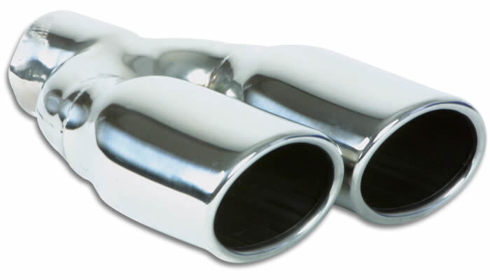 Dual 3.25in x 2.75in Oval SS Exhaust Tip (Single Wall Angle Cut Rolled Edge)