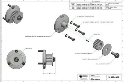 ROSS - Dry Sump Drive Mandrel with 19T HTD Pulley