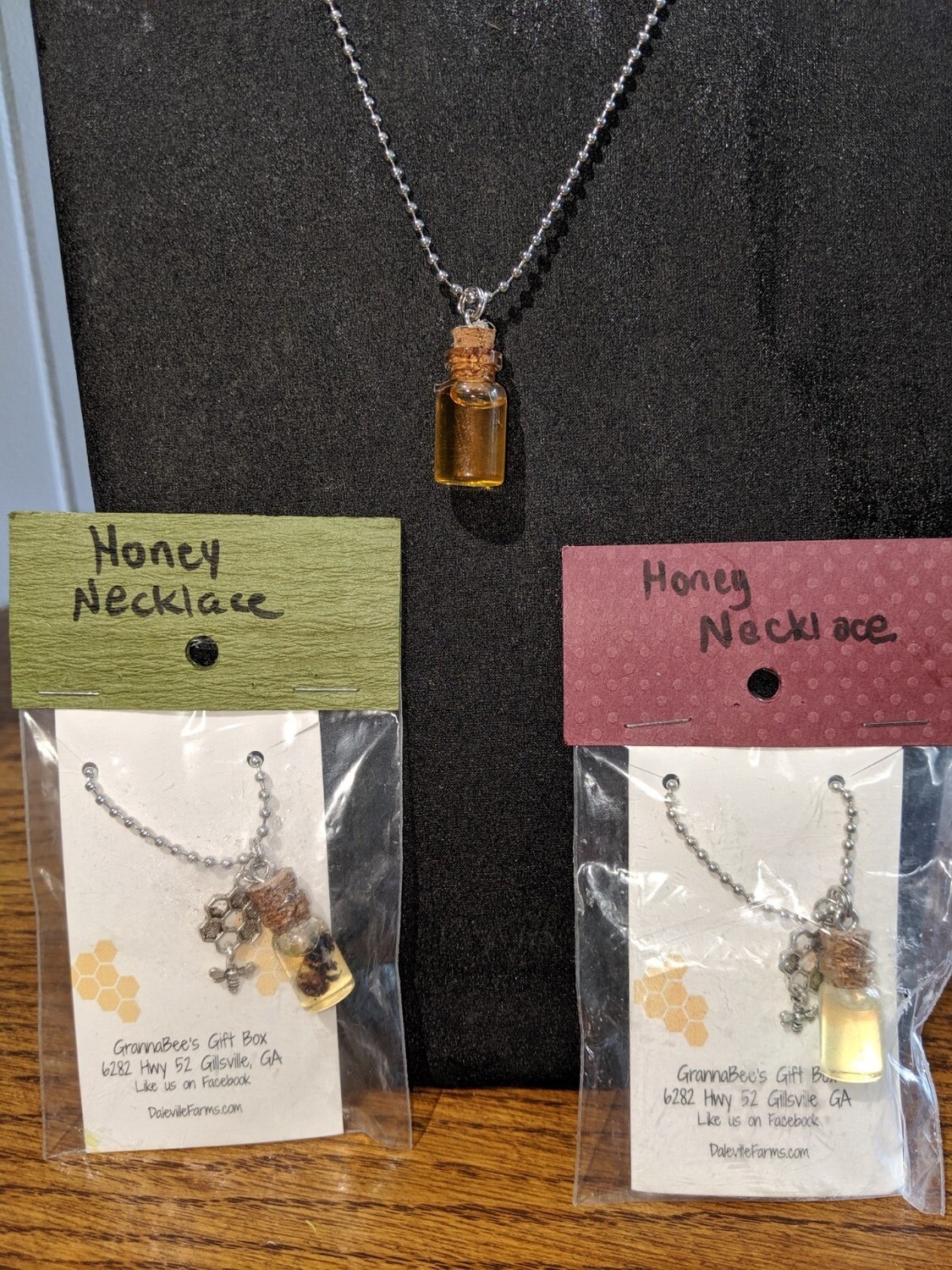 Honey Necklace with Honeycomb Charm