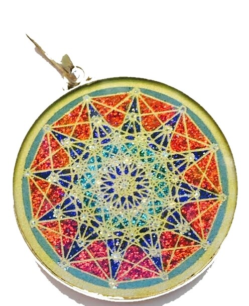 Pingente Grande Geometria Sagrada Estrella de 12 puntas 6ta Dimensao (turquesa)