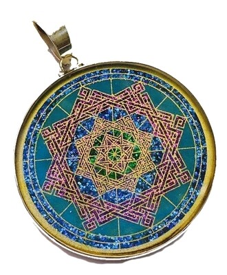 Pingente Grande Geometria Sagrada Estrella de Lakshmi Abundancia (lapis lazuli)