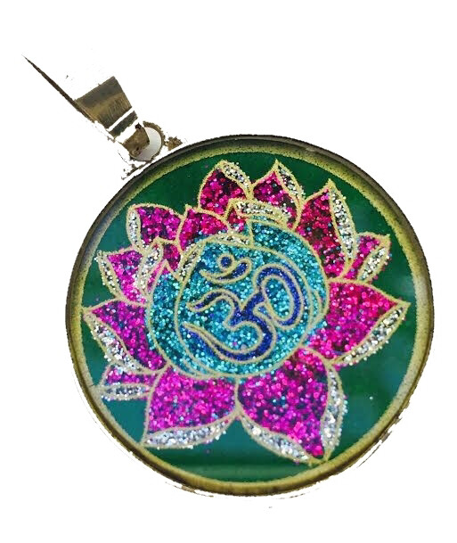 Pingente Pequeno Geometria Sagrada Lotus OM (malaquita verde)
