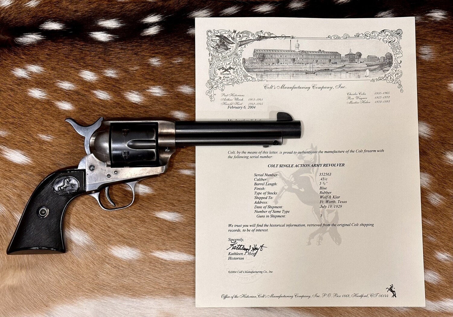 Lettered 1st Generation Colt Single Action Army .45 Colt Revolver