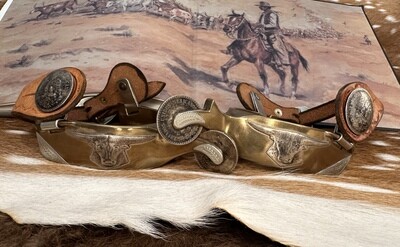 Handmade Jerry Wallace Silver Peso Spurs