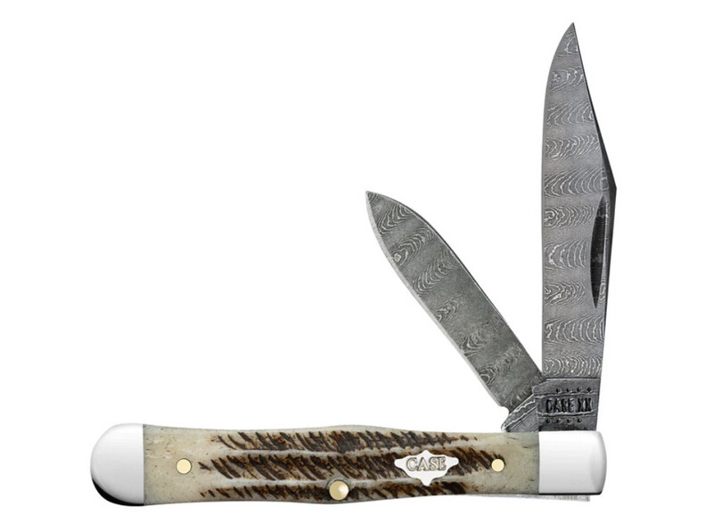 Case Vintage Bone Small Swell Center Jack Damascus Pocket Knife
