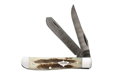 Case Vintage Bone Mini Trapper Damascus Pocket Knife