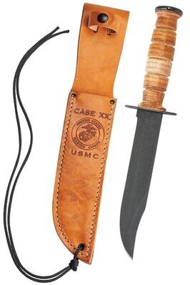 Case Hunter USMC® Grooved Leather USMC® Knife with Leather Sheath