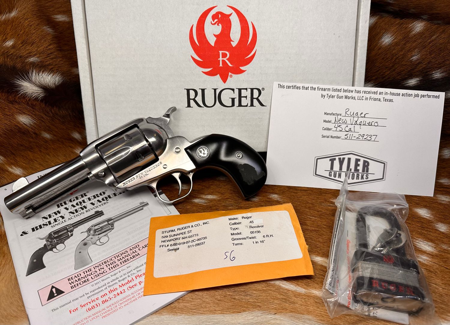 Limited Production California Peace Officer Ruger New Vaquero .45 Cal Birdshead Revolver with Action Work