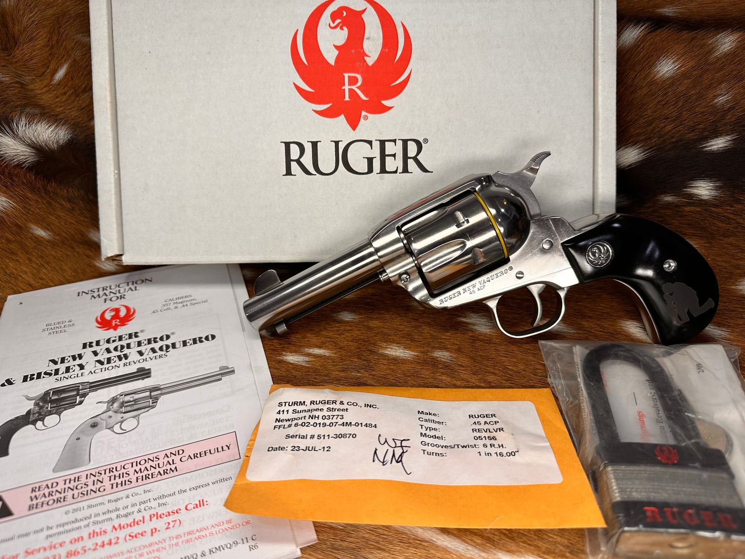 California Peace Officers Ruger New Vaquero .45 ACP Birdshead Revolver