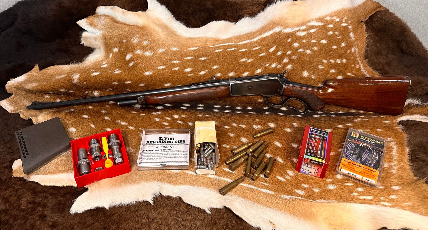 Winchester Model 71 Deluxe .348 Win Lever Action Rifle with Dies and Brass