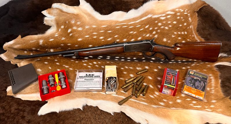 Winchester Model 71 Deluxe .348 Win Lever Action Rifle with Dies and Brass
