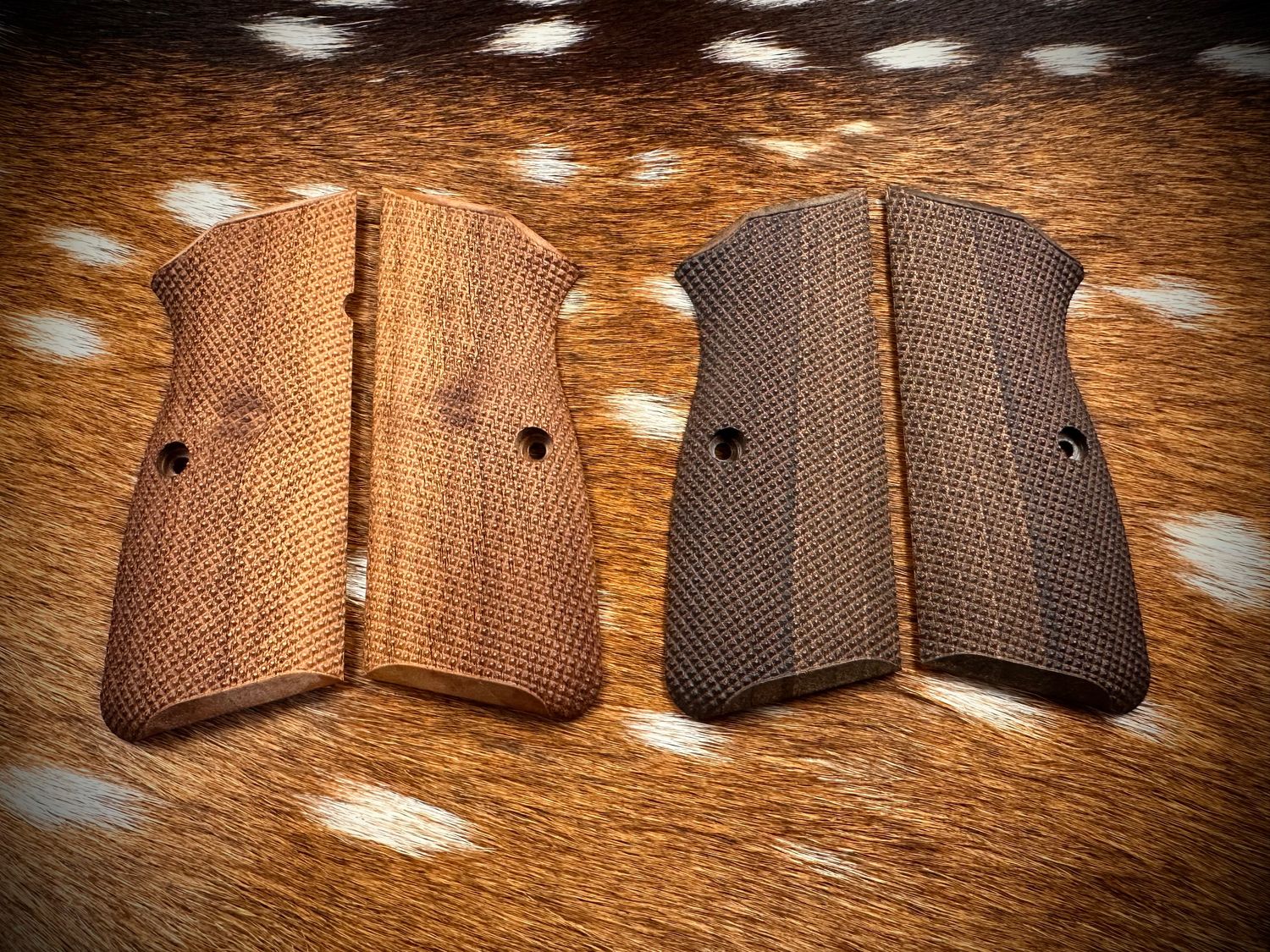 American Walnut Browning Hi-Power Deluxe Checkered Grips