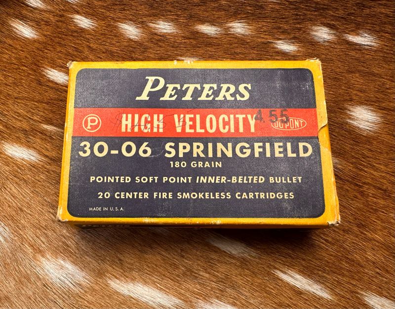 Peters High Velocity .30-06 Springfield 180 Grain Inner-Belted Soft Point Ammo– Full Vintage Box of 20
