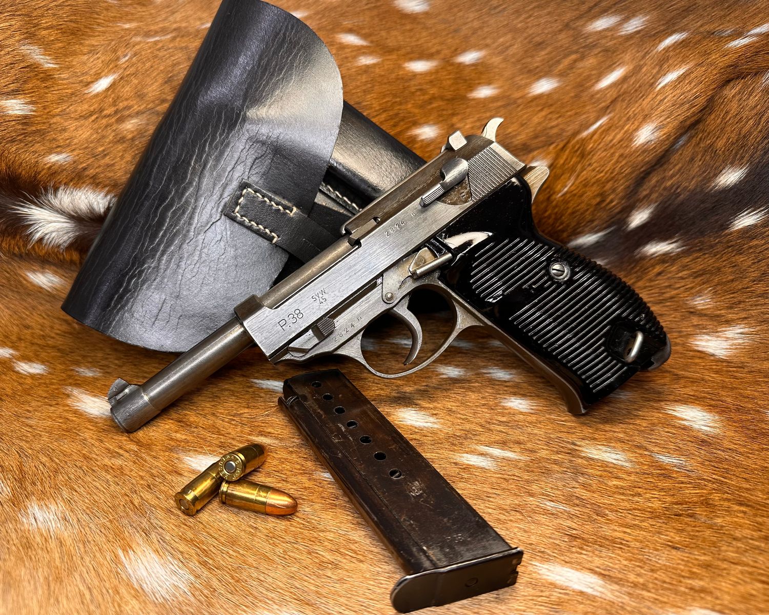 Rare Late-War P38 Mauser 9mm Luger Pistol with Holster