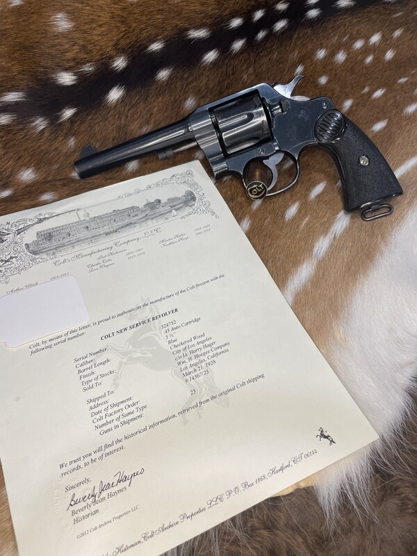 1928 Lettered LAPD Colt New Service Revolver .45 Auto 1928 Lettered LAPD Colt New Service Revolver .45 Auto