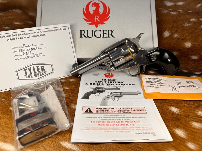Limited Production California Peace Officer Ruger New Vaquero .45 ACP Birdshead Revolver with Action Work