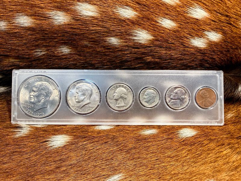 ​1776–1976 Bicentennial “Silver” Coin Collection Set – Dollar, Half, Quarter + 1976 Dime, Nickel & Copper Cent