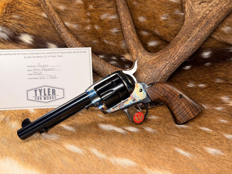 TGW Custom Ruger New Vaquero .45 Colt Revolver with TGW Color Case, Action Job & Walnut Grips