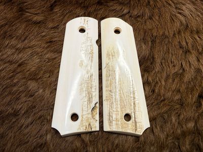 White Ivory Grips with Rare Bark for 1911 (AVAILABLE TO TEXAS RESIDENTS ONLY)