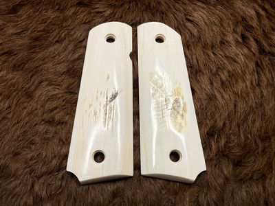 White Ivory Grips with Rare Bark for 1911 (AVAILABLE TO TEXAS RESIDENTS ONLY) White Ivory Grips with Rare Bark for 1911 (AVAILABLE TO TEXAS RESIDENTS ONLY)