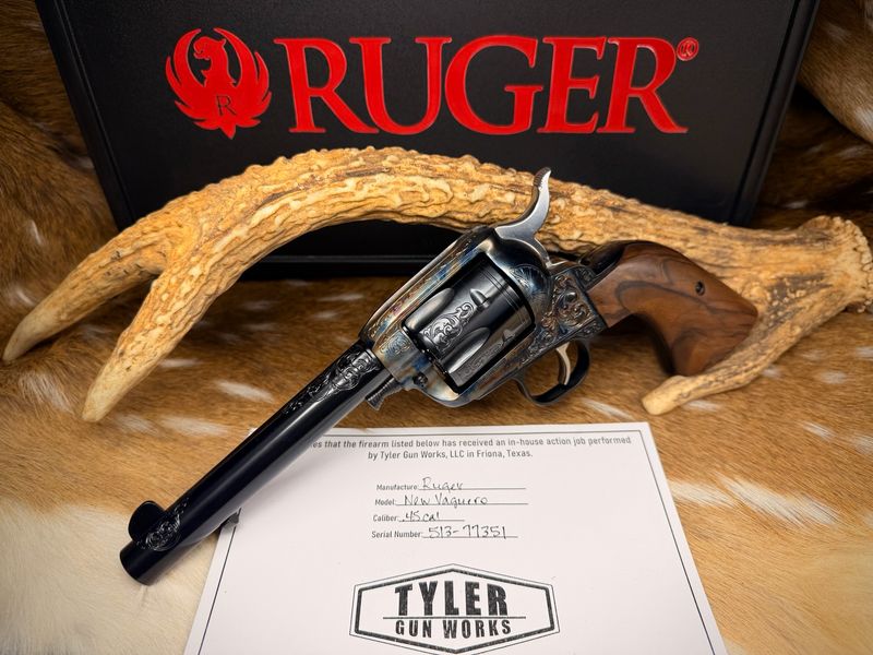 TGW Custom Ruger New Vaquero .45 Colt Revolver with TGW Color Case, Action Job & Walnut Grips