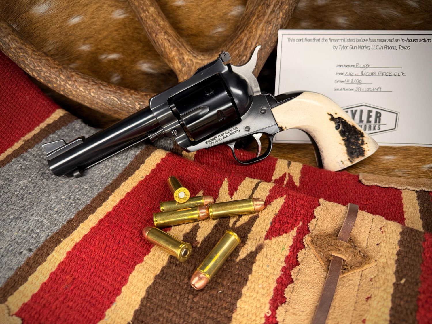 TGW Custom Ruger New Model Blackhawk .41 Magnum Revolver with Action Job & Stag Grips
