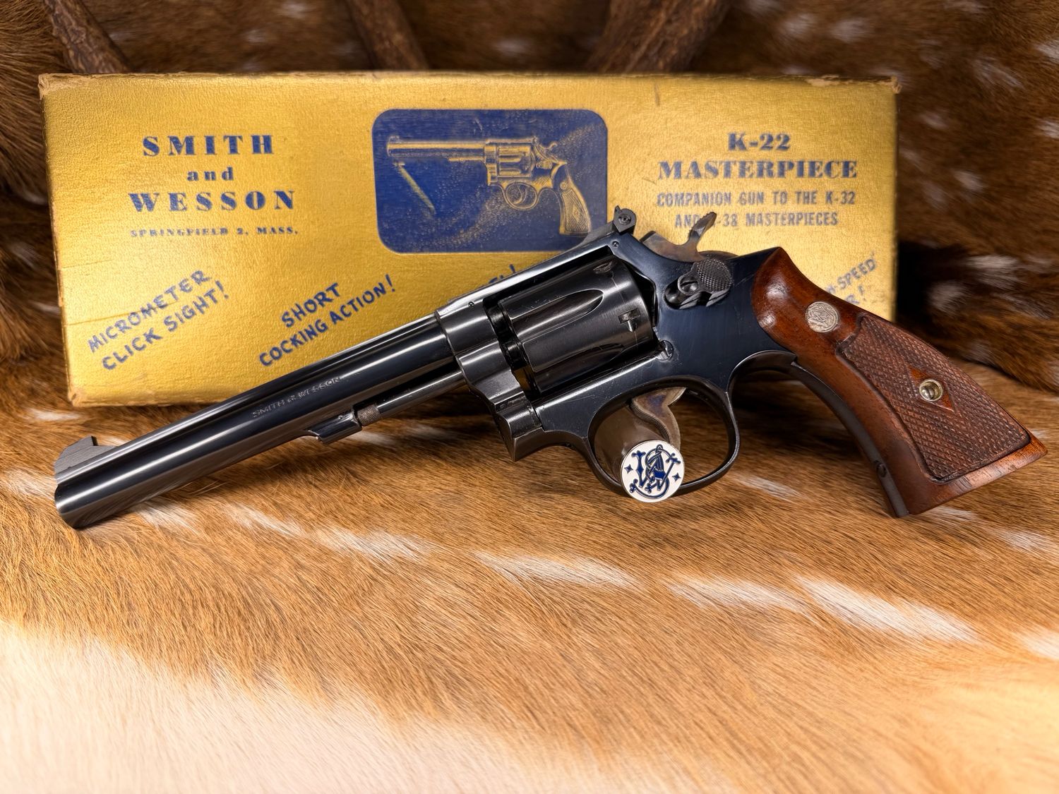 Pre-Model 17 Smith & Wesson K-22 Masterpiece Revolver with Gold Box Pre-Model 17 Smith & Wesson K-22 Masterpiece Revolver with Gold Box
