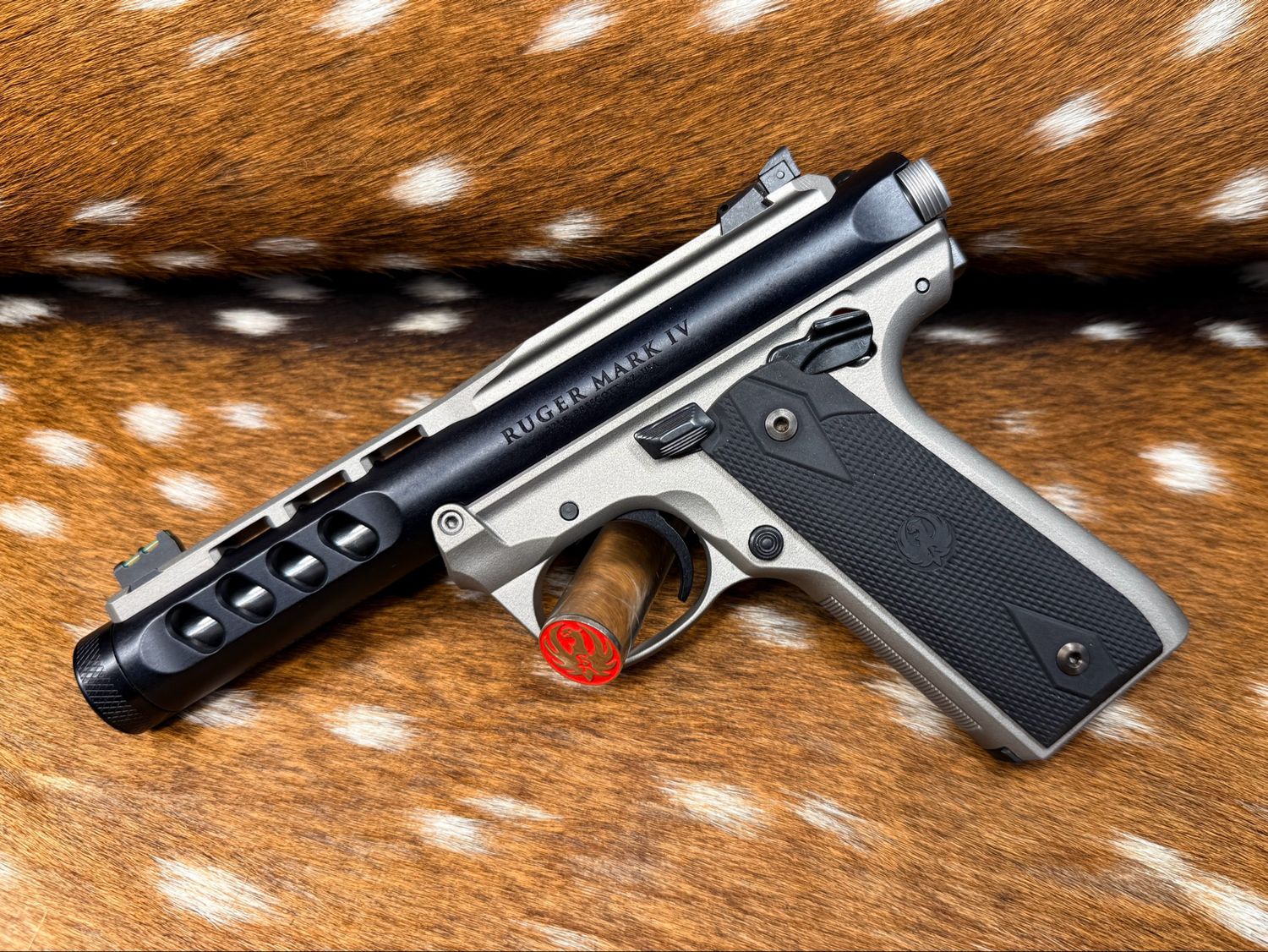 Lipsey's Exclusive Ruger Mark IV 22/45 Lite .22 LR Pistol - Savage Stainless Cerakote
