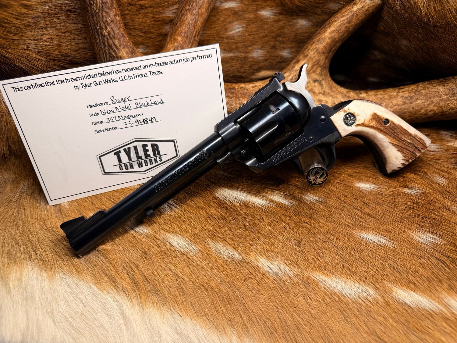 Ruger New Model Blackhawk .357 Magnum with Action Job and Stag Grips Ruger New Model Blackhawk .357 Magnum with Action Job and Stag Grips