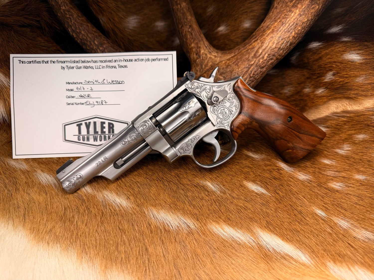 Lipsey's Exclusive Smith & Wesson Model 617-7 .22LR Mountain Gun Hand Engraved with Action Job Lipsey's Exclusive Smith & Wesson Model 617-7 .22LR Mountain Gun Hand Engraved with Action Job