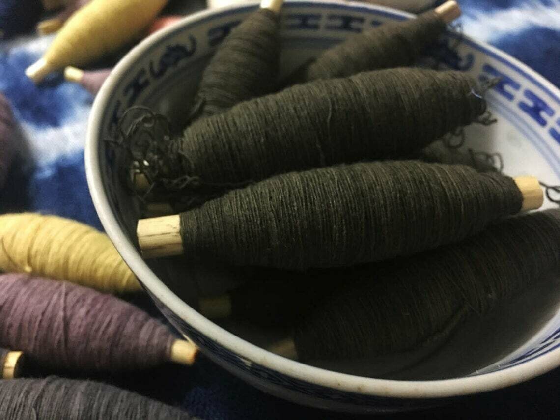Natural Army Green Cotton Thread/ Yarn - Sashiko plant dyes good threads - Hand dyed Solid Green Embroidery Supplies - For Sewing/ Quilting