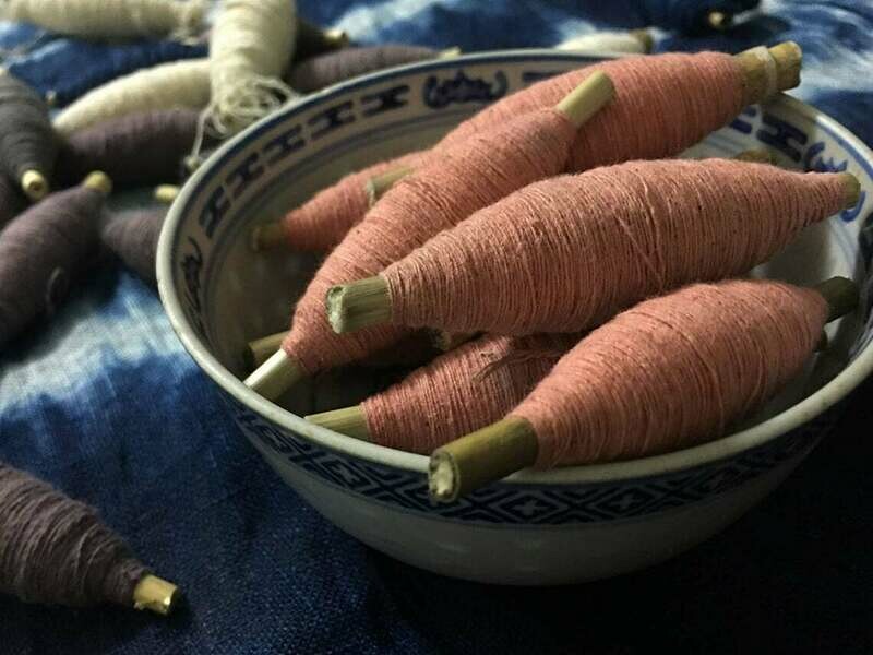 Hand dyed Pink Cotton Thread/ Yarn - Sashiko plant dyes good threads - Natural Solid Pink Plant dyes Embroidery Supplies - Sewing/