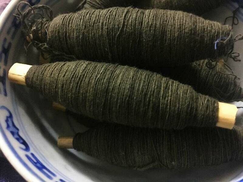 Natural Army Green Cotton Thread/ Yarn - Sashiko plant dyes good threads - Hand dyed Solid Green Embroidery Supplies - For Sewing/ Quilting