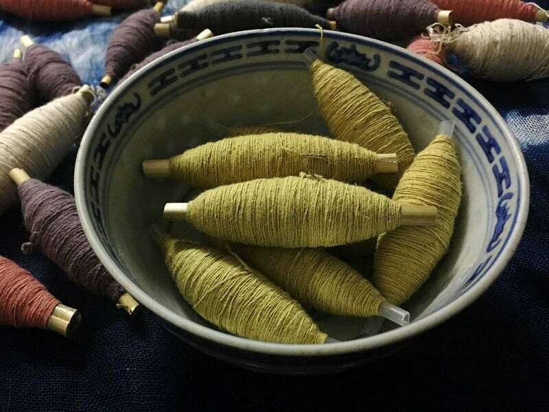 Natural Solid Yellow Cotton Thread/ Yarn - Sashiko plant dyes good threads - Hand dyed Yellow Embroidery Supplies - For Sewing/ Quilting