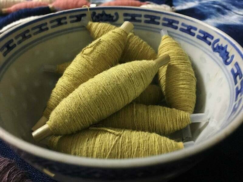 Natural Solid Yellow Cotton Thread/ Yarn - Sashiko plant dyes good threads - Hand dyed Yellow Embroidery Supplies - For Sewing/ Quilting