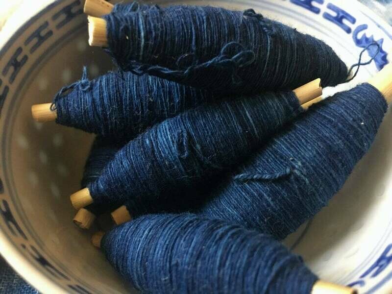 Shibori Indigo Cotton Thread/ Yarn - Sashiko Blue dyed good thread - Natural hand dye/ Plant dyes - Embroidery Supplies - Sewing/ 