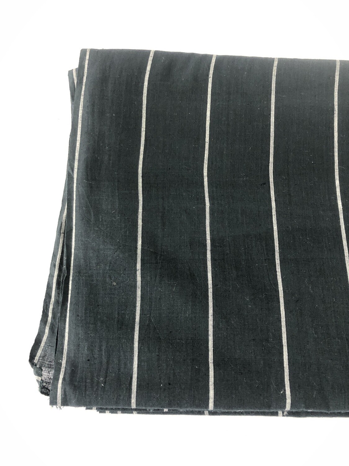 Hand Spun Hand Woven Black And White Stripe Cotton Fabric