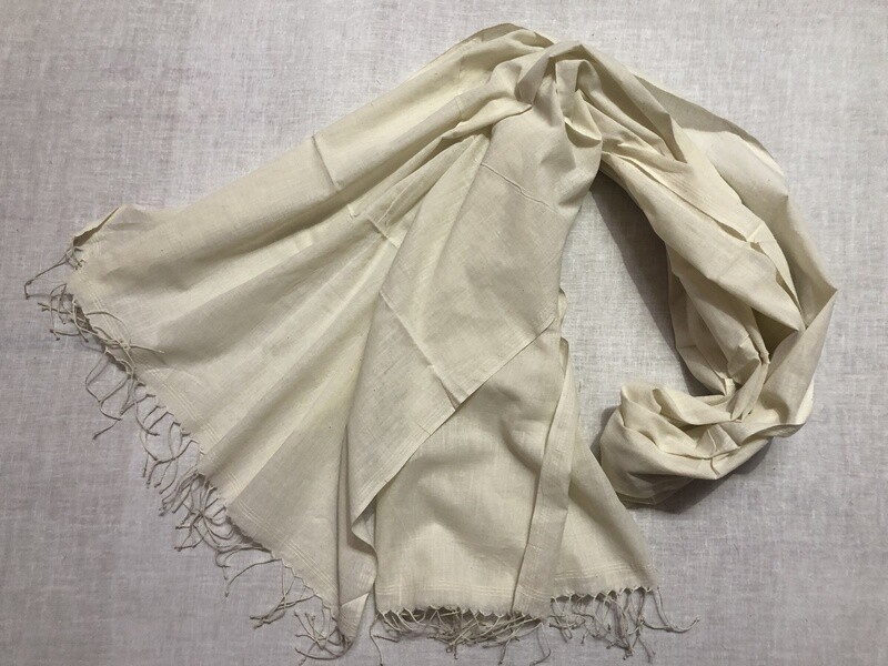 Hand Spun Hand Woven Off White Dupatta for Dyeing or Printing