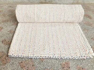Kantha Quilt Indian Cotton Bedspread Handmade Blanket Throw Double Size Coverlet Bedding Bedspread Large White Solid Pattern Kantha Quilt Indian Cotton Bedspread Handmade Blanket Throw Double Size Coverlet Bedding Bedspread Large White Solid Pattern