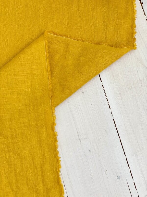 Mimosa yellow linen fabric | Linen Fabric Hand Spun Hand Woven