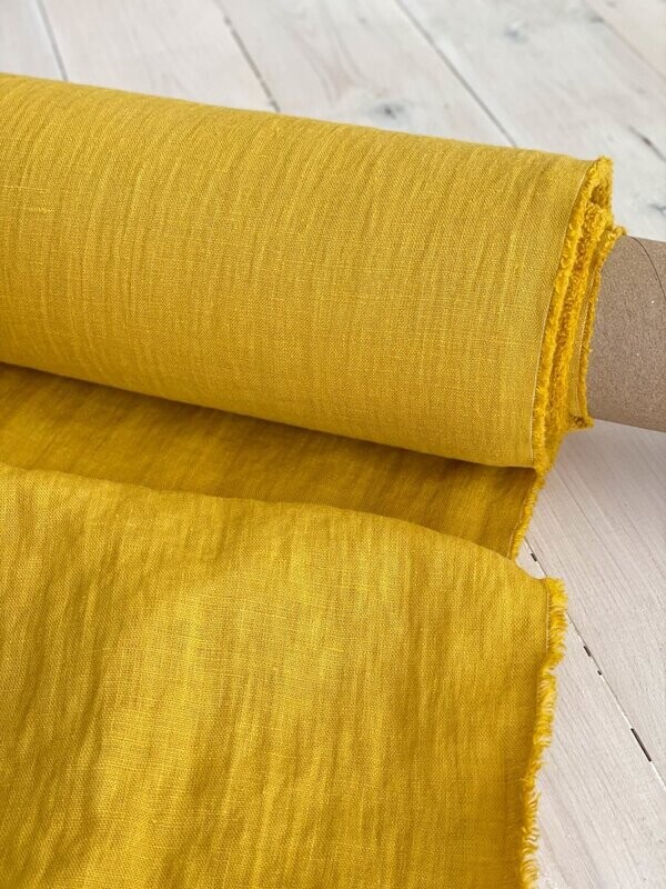 Mimosa yellow linen fabric | Linen Fabric Hand Spun Hand Woven