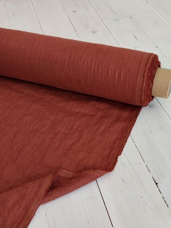 Burnt orange linen fabric | Linen Fabric Hand Spun Hand Woven