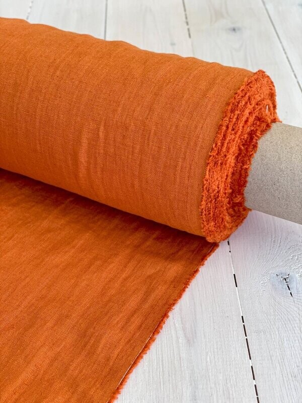 Sun orange linen fabric  | Linen Fabric Hand Spun Hand Woven