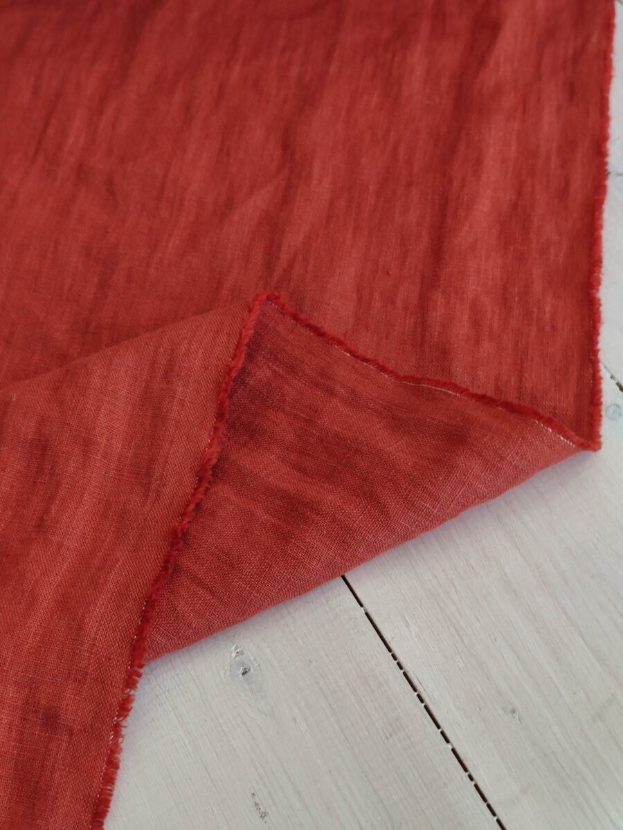 Coral red linen fabric
 | Linen Fabric Hand Spun Hand Woven