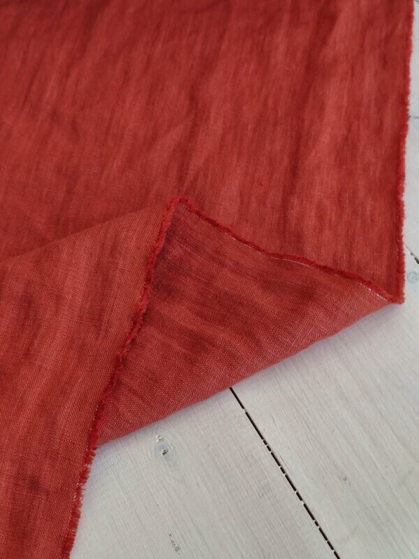 Coral red linen fabric
 | Linen Fabric Hand Spun Hand Woven