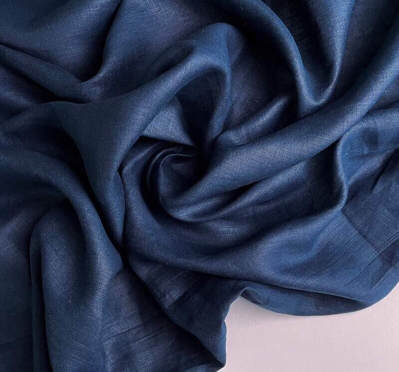 Deep Indigo Plain linen fabric | Linen Fabric