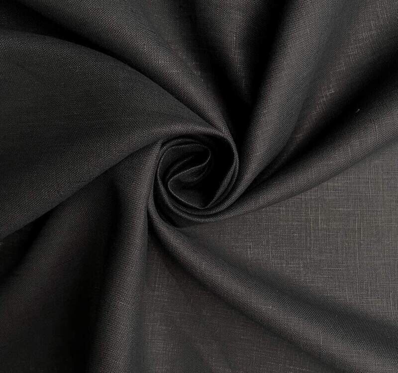 Jet Black Plain linen fabric | Linen Fabric Hand Spun Hand Woven