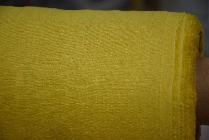 Linen Fabric Hand Spun Hand Woven | Pure 100% linen fabric Gloria Delicious Yellow