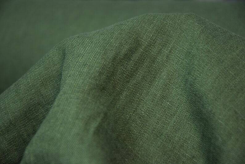 Linen Fabric Hand Spun Hand Woven |  Pure 100% linen fabric Gloria Military Green